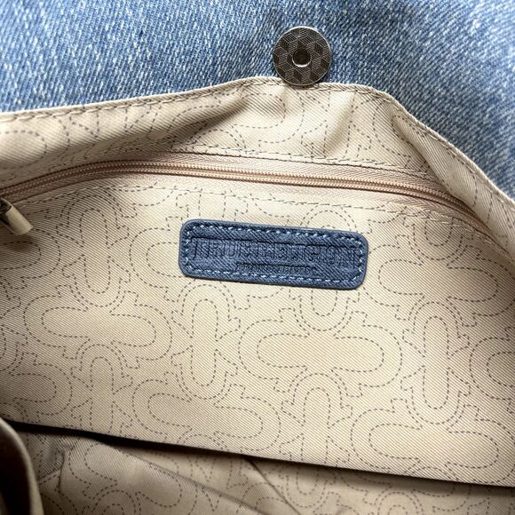 TRUE RELIGION Denim Pocket Horseshoe Logo Shoulder Crossbody Bag Light Blue - Picture 13 of 14
